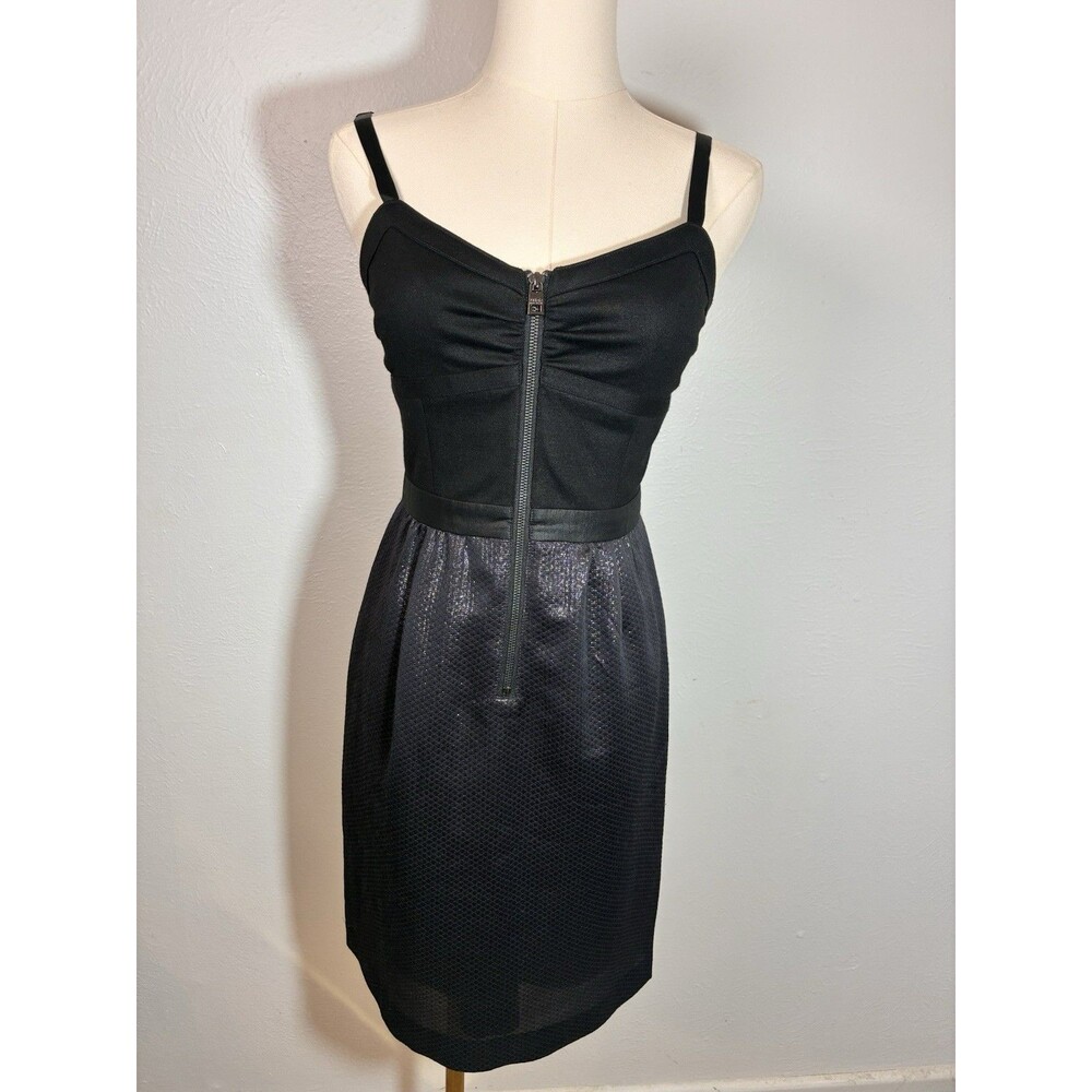 Marc New York Size 2 Little Black Dress.  Front Zip, Adjustable Straps Metallic
